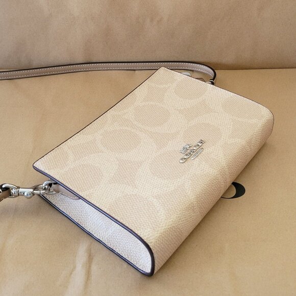 Coach CAR12 Slim Crossbody Signature Canvas Large C Clutch Handbag Sand Taupe - Picture 6 of 7